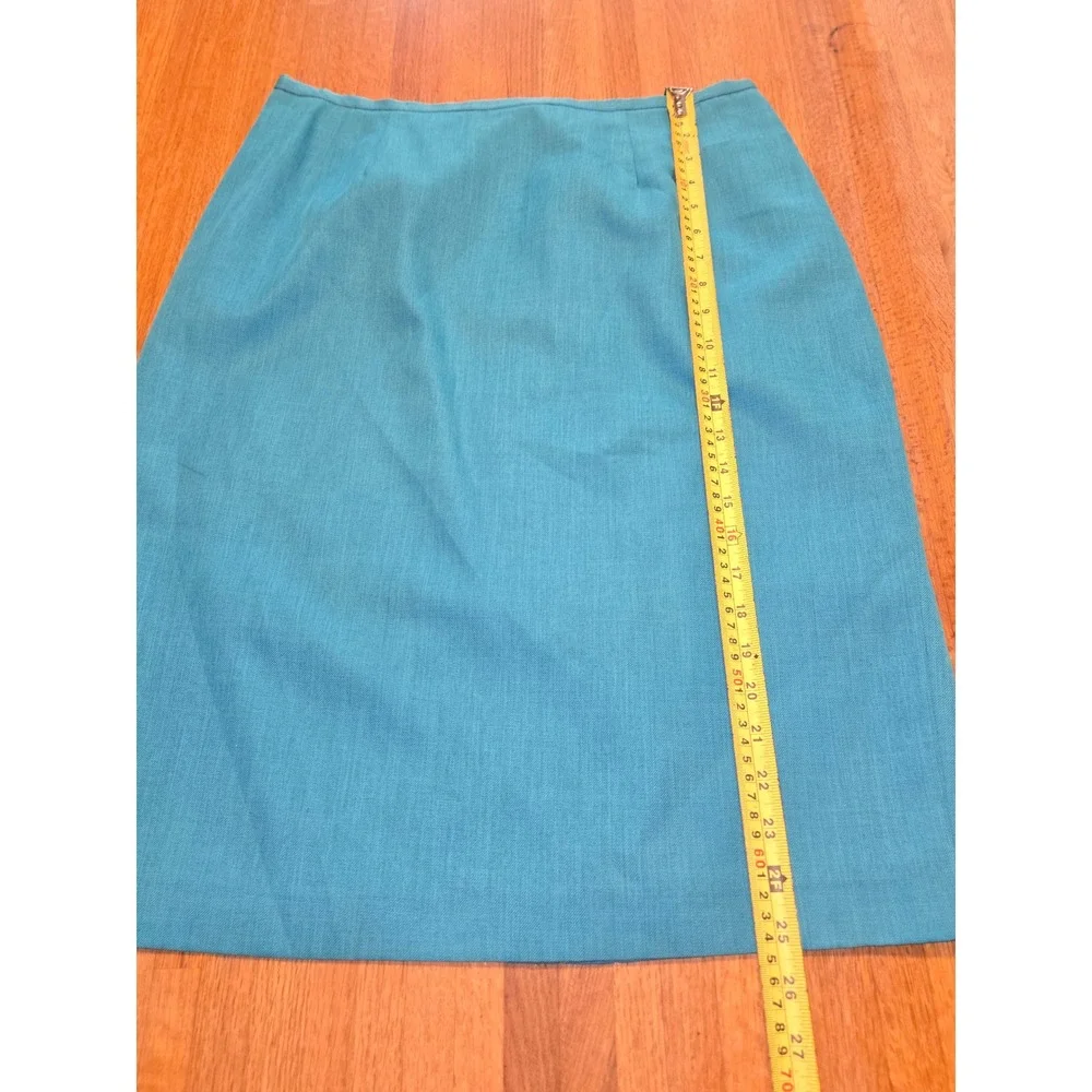 Adolfo Suits‎ Women 14 2 Pc Teal Blue Short Sleeve Blazer Pencil Skirt Suit Set